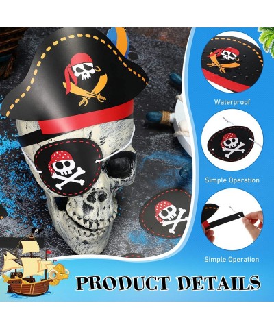 72 Pcs Pirate Costume Accessories Include 36 Classic Costume Cap Paper Pirate Hat and 36 Pirate Eye Patches for Pirate Captai...