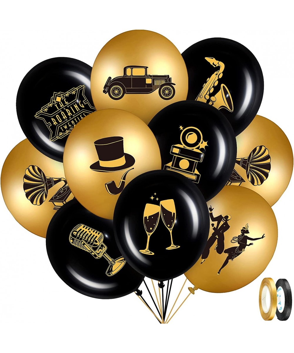 45 Pieces Roaring 20s Party Balloons Decorations Black and Gold Party 20th Birthday Balloons Vintage 1920s Balloons for 20's ...