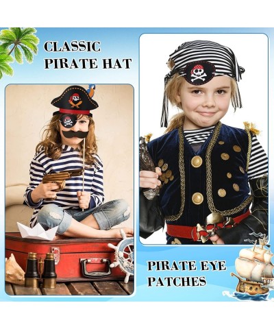 72 Pcs Pirate Costume Accessories Include 36 Classic Costume Cap Paper Pirate Hat and 36 Pirate Eye Patches for Pirate Captai...