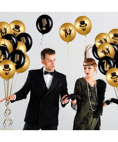 45 Pieces Roaring 20s Party Balloons Decorations Black and Gold Party 20th Birthday Balloons Vintage 1920s Balloons for 20's ...