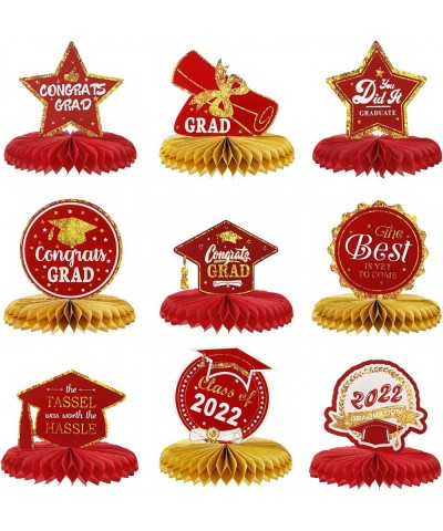 2022 Graduation Honeycomb Centerpieces Graduation Party Table Centerpieces Red for 2022 Graduation Party Favors Table Decorat...