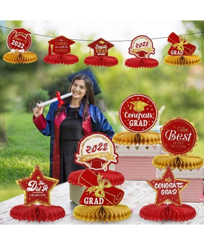 2022 Graduation Honeycomb Centerpieces Graduation Party Table Centerpieces Red for 2022 Graduation Party Favors Table Decorat...