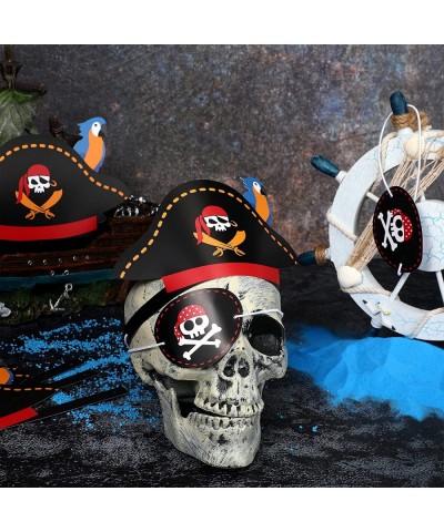 72 Pcs Pirate Costume Accessories Include 36 Classic Costume Cap Paper Pirate Hat and 36 Pirate Eye Patches for Pirate Captai...