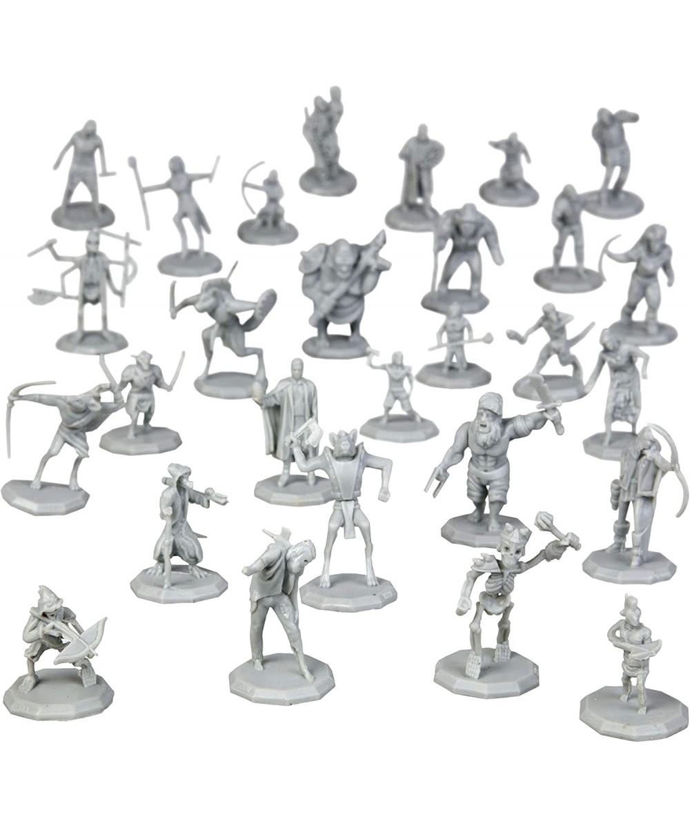 28 Paintable Fantasy Mini Figures- All Unique Designs- 1" Hex-Sized Compatible with DND Dungeons and Dragons & Pathfinder and...