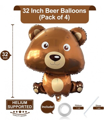 Big 32 Inch Bear Balloons Foil Helium Brown Bear Shaped Animal Balloons Animal Woodland Bear Balloons for Jungle Safari Theme...