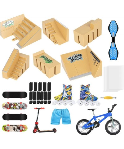 Bigger Skate Park Kit 18 Pcs Finger Skateboard Deck Ramp Set Finger Skatepark 6 Pieces & Mini Finger Toys Kit Handboards Scoo...