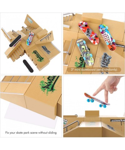 Bigger Skate Park Kit 18 Pcs Finger Skateboard Deck Ramp Set Finger Skatepark 6 Pieces & Mini Finger Toys Kit Handboards Scoo...