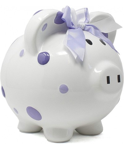 Ceramic Polka Dot Piggy Bank for Girls Purple $56.52 Kids' Money Banks