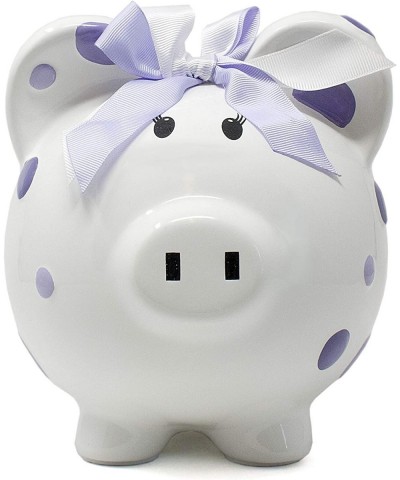 Ceramic Polka Dot Piggy Bank for Girls Purple $56.52 Kids' Money Banks