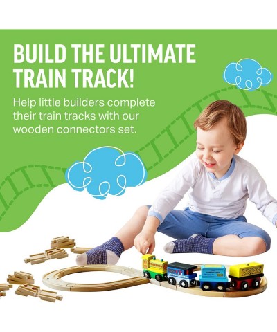 18 Piece Wooden Train Track Connectors & Adapters 100% Real Wood Male-Male & Female-Female Pieces Compatible with Thomas and ...