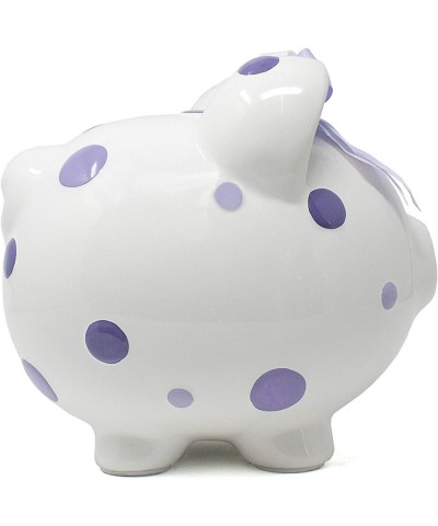 Ceramic Polka Dot Piggy Bank for Girls Purple $56.52 Kids' Money Banks