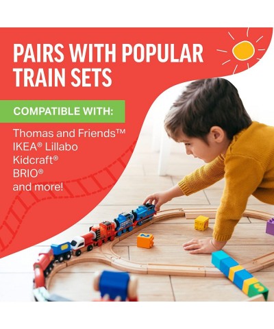 18 Piece Wooden Train Track Connectors & Adapters 100% Real Wood Male-Male & Female-Female Pieces Compatible with Thomas and ...