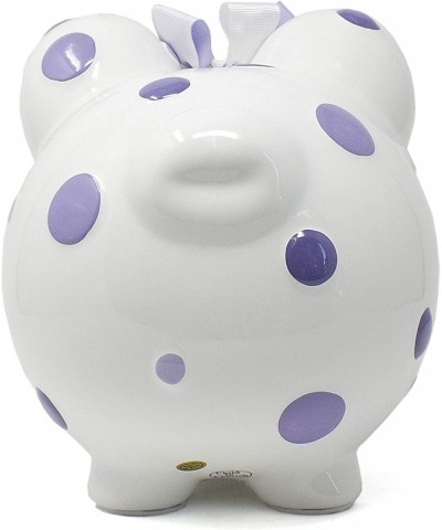 Ceramic Polka Dot Piggy Bank for Girls Purple $56.52 Kids' Money Banks