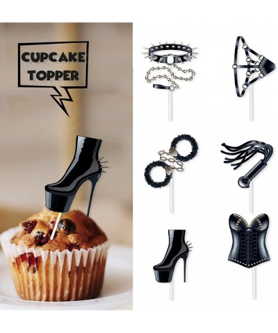 18pcs Black Glitter High Heel Dessert Cupcake Topper for Makeup Night Out Hen Movie Party Theme Decor Supplies Girl Woman Lad...