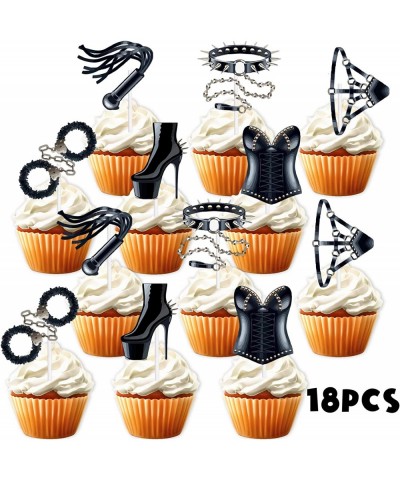 18pcs Black Glitter High Heel Dessert Cupcake Topper for Makeup Night Out Hen Movie Party Theme Decor Supplies Girl Woman Lad...