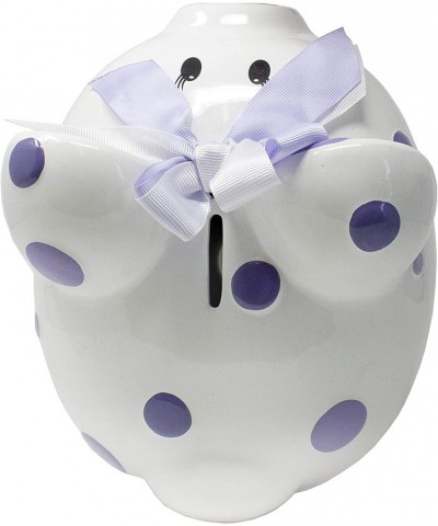 Ceramic Polka Dot Piggy Bank for Girls Purple $56.52 Kids' Money Banks