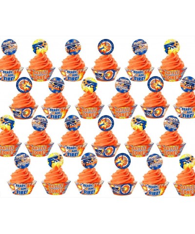 Dart War Cupcake Kit - 48 pieces - 24 Dart War Cupcake Toppers and 24 Cupcake Wrappers - Dart War Party Supplies - Dart War P...