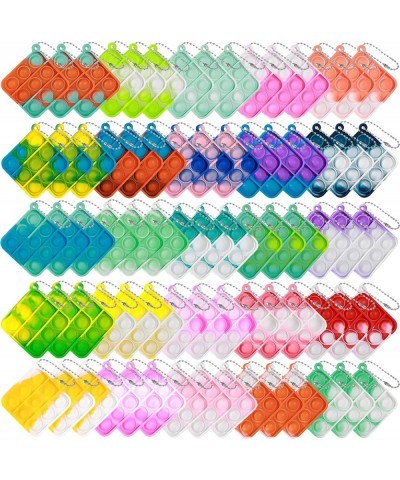 81 Pcs Pop Push it Keychain Fidget Toys Mini Pop Push Its Bulk Fidget Keychain Toy Party Favors for Kids Classroom School Sup...