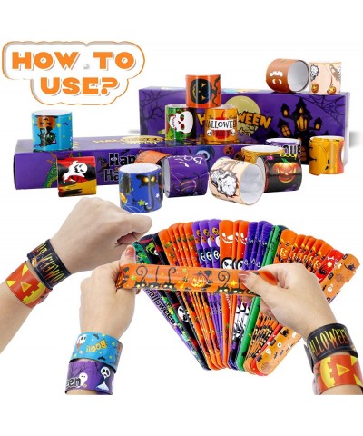 108 PCS Halloween Slap Bracelets for Kids Party Favors Halloween Toys Snap Bracelet Bulk Party Supplies and Decorations with ...