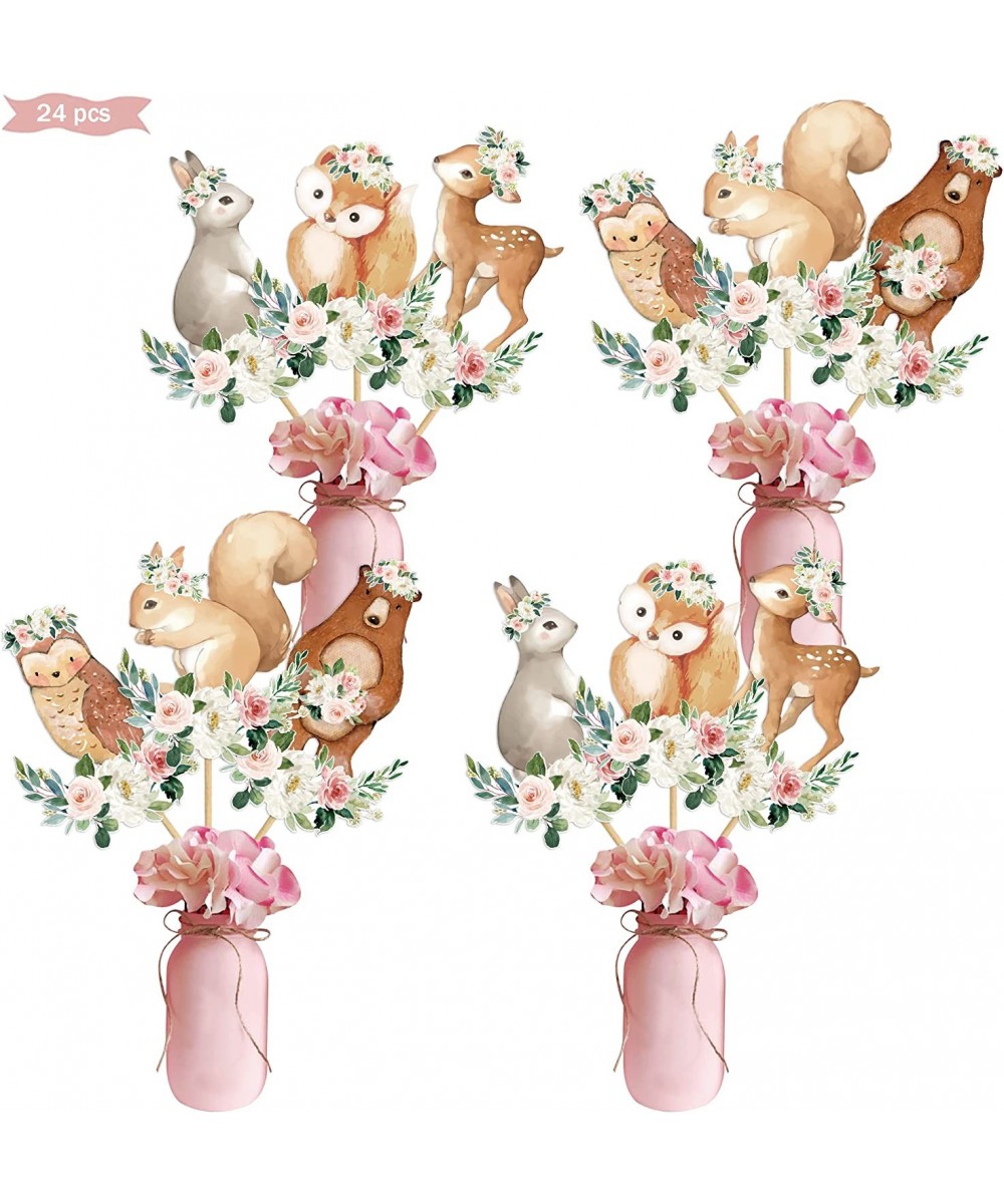 Woodland Animal Centerpieces for Baby Shower Baby Pink Spring Floral Theme Table Toppers Birthday Decorations Woodland Baby G...