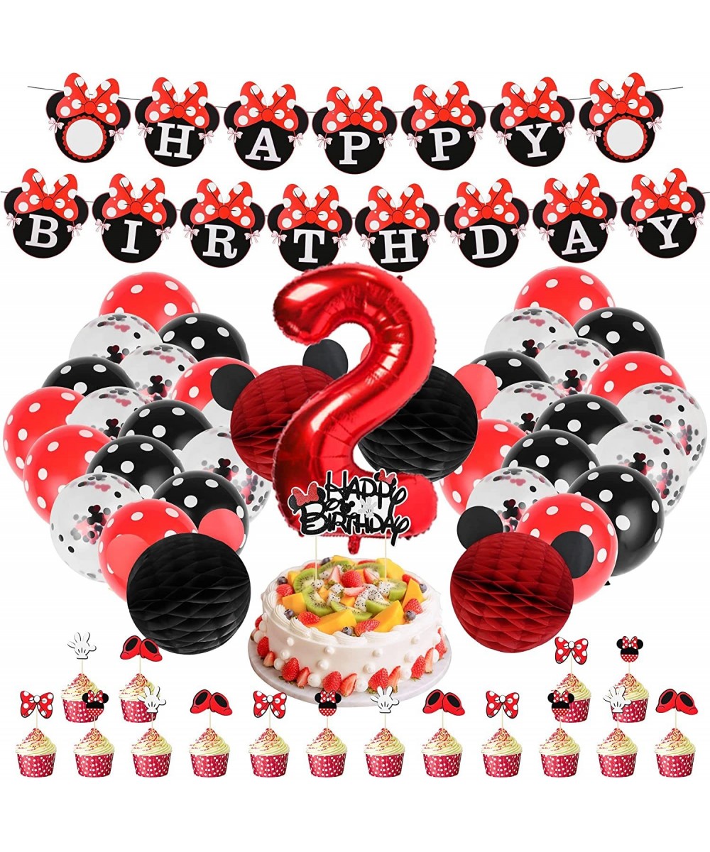 Cute Birthday Party Decorations Supplies for 2 Year Old Girls with Cake Topper Banner Balloon Cupcake Topper (Red) $18.95 Kid...