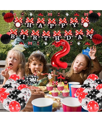 Cute Birthday Party Decorations Supplies for 2 Year Old Girls with Cake Topper Banner Balloon Cupcake Topper (Red) $18.95 Kid...