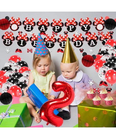 Cute Birthday Party Decorations Supplies for 2 Year Old Girls with Cake Topper Banner Balloon Cupcake Topper (Red) $18.95 Kid...