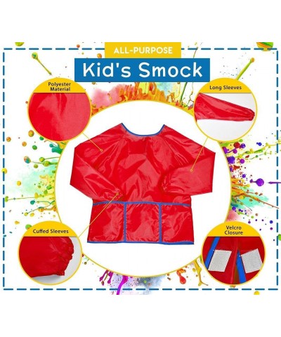 Kids Art Smock Waterproof and Paint Repellent Long Sleeve Painting Aprons with Elastic Tight Cuffs with 3 Pockets $15.01 Kids...