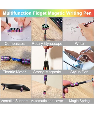 Magnetic Pen Fidget Toy Rainbow Magnet Metal Writing Pen Toy for Anxiety Relief DIY Multifunctional Decompression Pen for Kid...