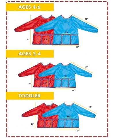 Kids Art Smock Waterproof and Paint Repellent Long Sleeve Painting Aprons with Elastic Tight Cuffs with 3 Pockets $15.01 Kids...