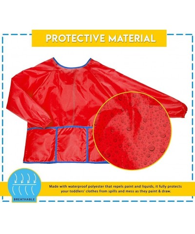 Kids Art Smock Waterproof and Paint Repellent Long Sleeve Painting Aprons with Elastic Tight Cuffs with 3 Pockets $15.01 Kids...