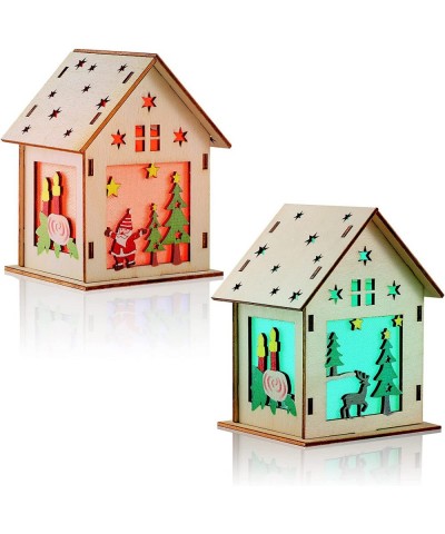 Christmas Craft Houses Kits 2 Unfinished Larger Houses Adults DIY Crafts for Adults Wooden Craft 3D Cutting Puzzle Toy Colorf...