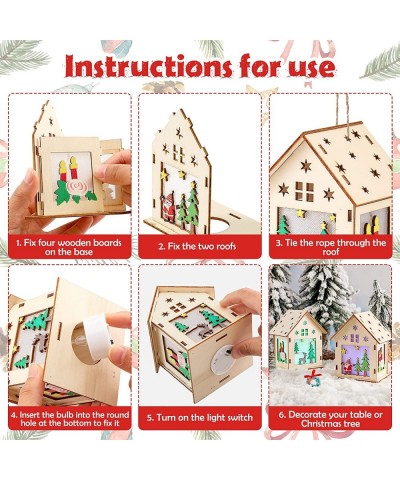 Christmas Craft Houses Kits 2 Unfinished Larger Houses Adults DIY Crafts for Adults Wooden Craft 3D Cutting Puzzle Toy Colorf...