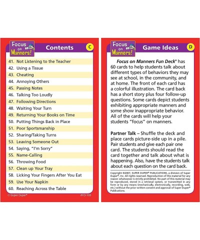 | Focus on Manners Fun Deck | Behavior and Social Skills Flash Cards | Educational Learning Materials for Children $36.93 Ele...