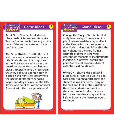 | Focus on Manners Fun Deck | Behavior and Social Skills Flash Cards | Educational Learning Materials for Children $36.93 Ele...