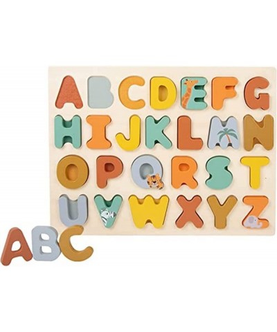 Wooden Alphabet Puzzle (Safari Theme) by Small Foot – Toddlers Learn ABCs While Developing Fine Motor Skills – Classic 27 Pie...