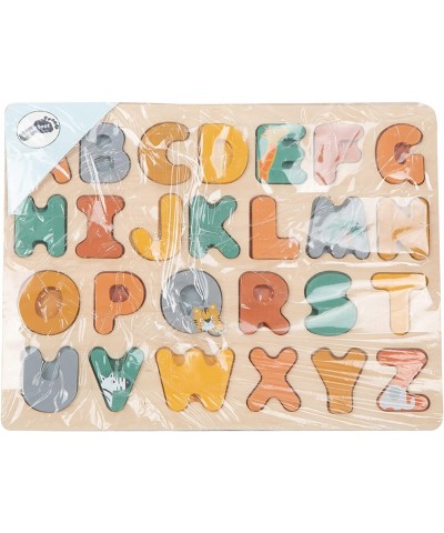 Wooden Alphabet Puzzle (Safari Theme) by Small Foot – Toddlers Learn ABCs While Developing Fine Motor Skills – Classic 27 Pie...