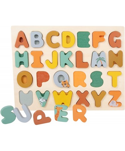 Wooden Alphabet Puzzle (Safari Theme) by Small Foot – Toddlers Learn ABCs While Developing Fine Motor Skills – Classic 27 Pie...