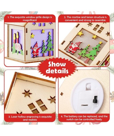 Christmas Craft Houses Kits 2 Unfinished Larger Houses Adults DIY Crafts for Adults Wooden Craft 3D Cutting Puzzle Toy Colorf...