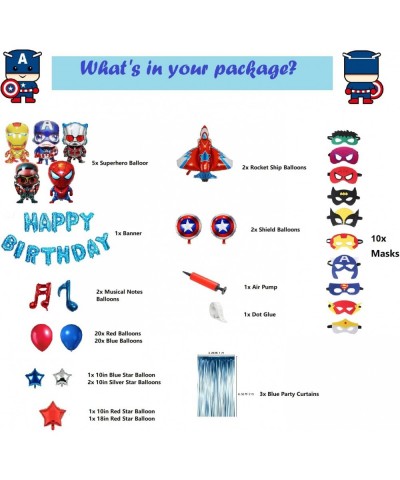 Superhero Birthday party supplies Superhero Theme Balloons set including 65 Pcs with Air Pump and superhero masks $42.00 Kids...