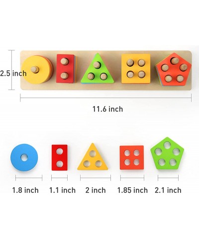 Wooden Sorting & Stacking Toy Shape Sorter Toys for Toddlers Montessori Color Recognition Stacker Early Educational Block Puz...