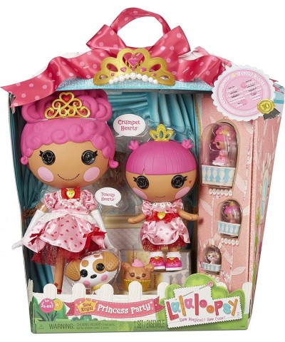 Sew Royal Princess Party- 4 Dolls + 3 Pets Including Crumpet & Teacup Hearts (Large+Little+Minis) Tiara with Reusable Castle ...