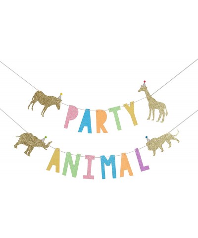 Party Animal Birthday Banner for Baby - Zoo Party Decor Circus Party Decor for Baby Showers Glittering Photo Props Jungle Saf...