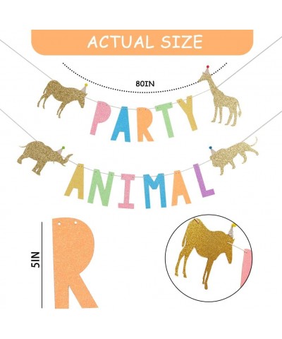 Party Animal Birthday Banner for Baby - Zoo Party Decor Circus Party Decor for Baby Showers Glittering Photo Props Jungle Saf...