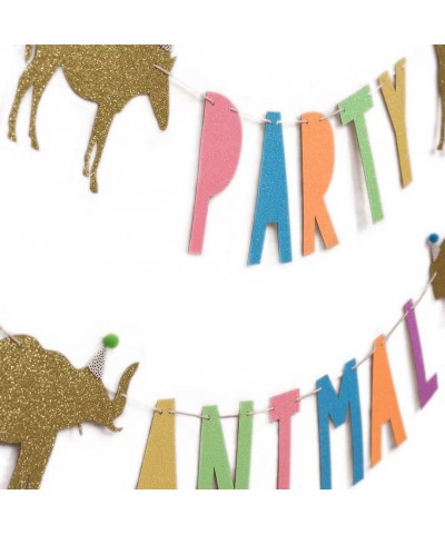 Party Animal Birthday Banner for Baby - Zoo Party Decor Circus Party Decor for Baby Showers Glittering Photo Props Jungle Saf...