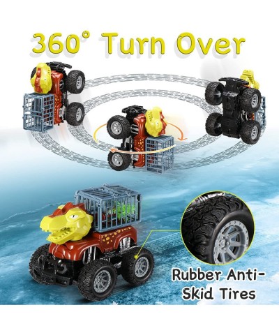 Dinosaur Toys for Kids 3-5 4 Dinosaur Monster Trucks Mini Pull Back Cars Dinosaur Transport Carrier Truck Playset Gifts for B...