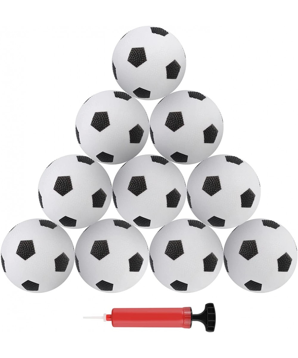 10pcs Mini Rubber Soccer Ball 4 inch Inflatable Soccer with an Inflator Mini Soccer Ball Toy for Kids Playing Exercising (Bla...