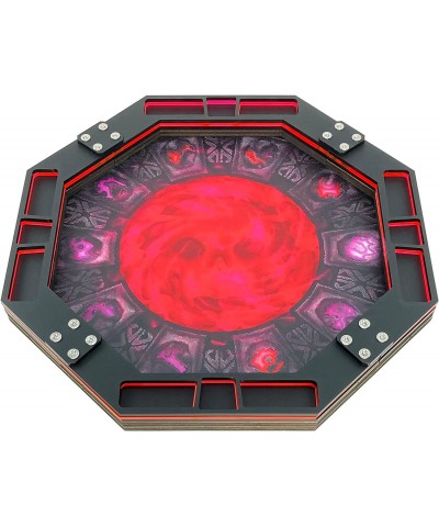 10" Octagon Dice Rolling Tray – Printed Vortex Skull: Radium Pink - Vegan Leather Rolling Surface $82.34 Game Accessories