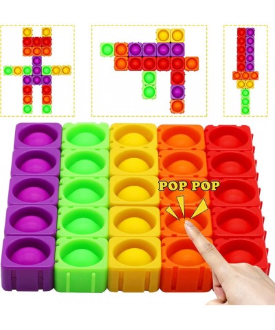 25PCS Bubble Fidget Pop Blocks Toy Pop Fidget Sensory Toys Dimple Fidget for Kids Adults Autistic Children Toddler Educationa...