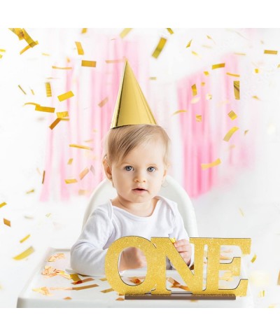 Gold Glitter ONE Letter Sign Wooden Table Centerpieces Table Decorations for Boys Girls First Birthday the 1st Birthday Party...